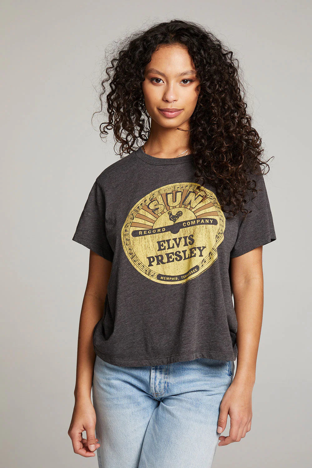 Now or Never Sun Records Elvis Vinyl Crewneck Tee - Vintage Black