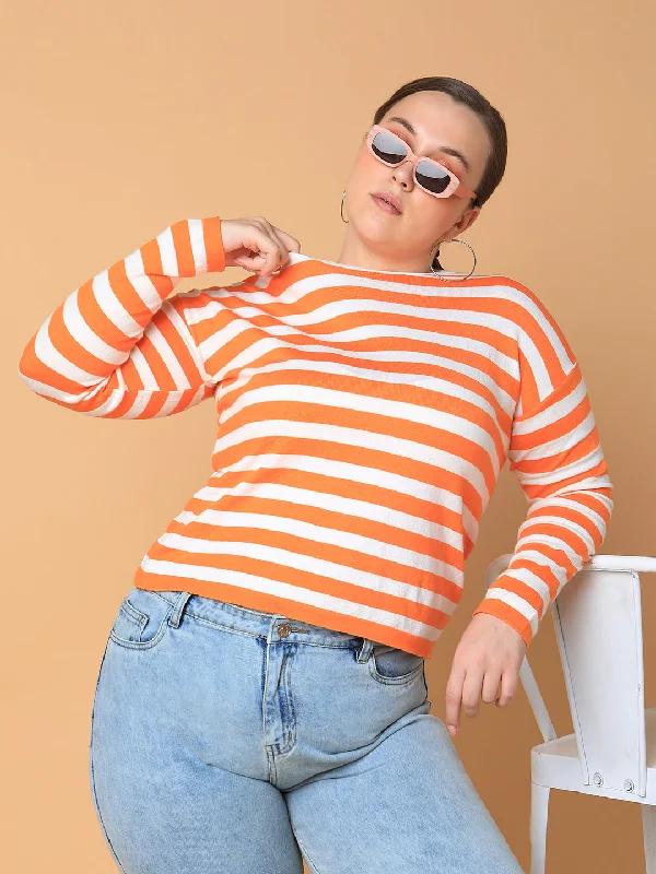 Weekend Offers That Amaze Women Striped Orange Top