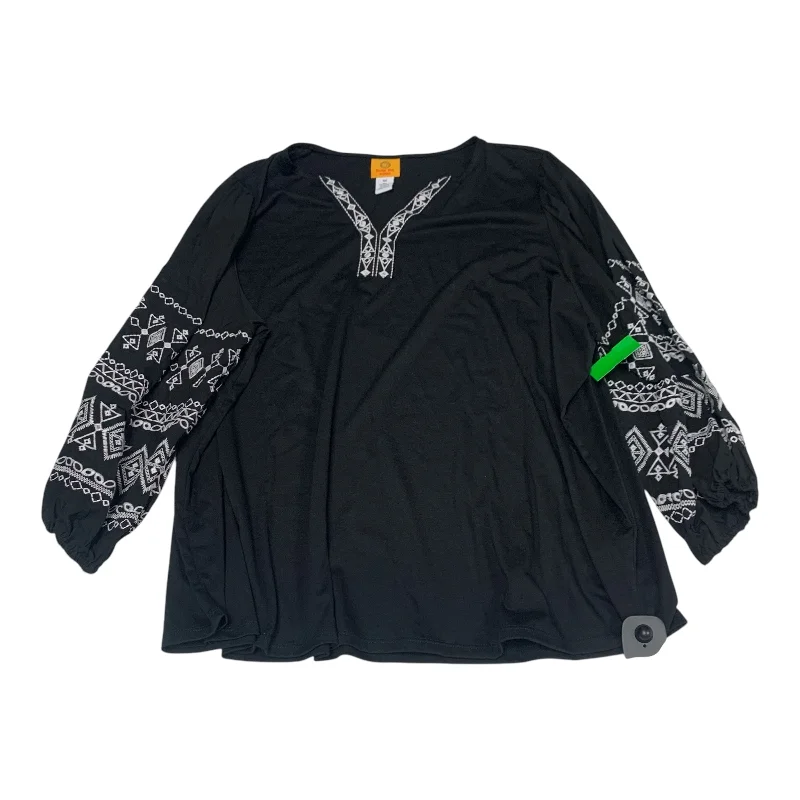 Weekend Bargains to Snag Top Long Sleeve By Ruby Rd In Black, Size: 3x
