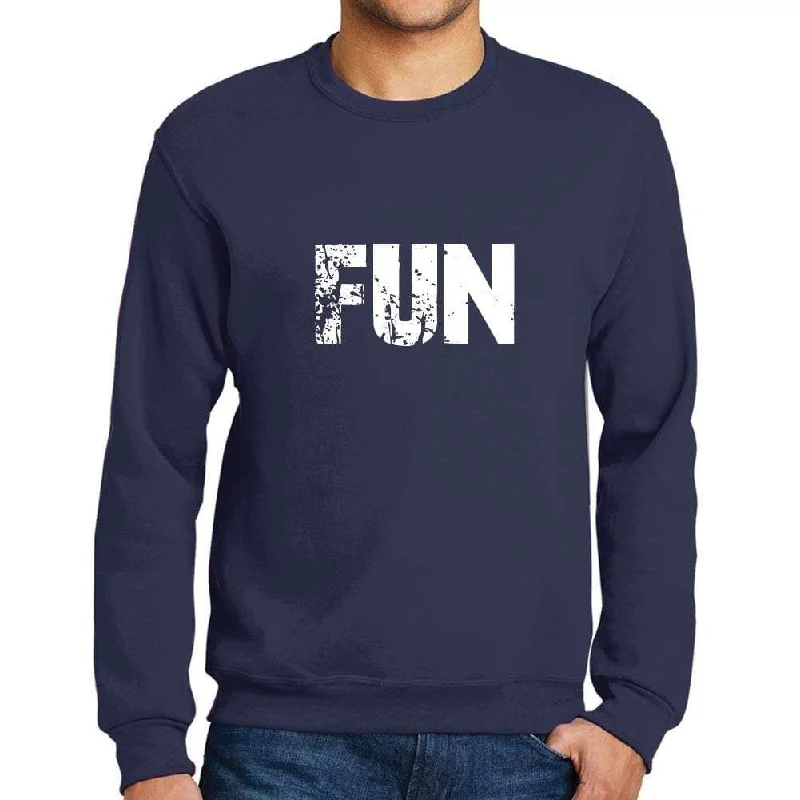 Men's Printed Graphic Sweatshirt Popular Words FUN French Navy