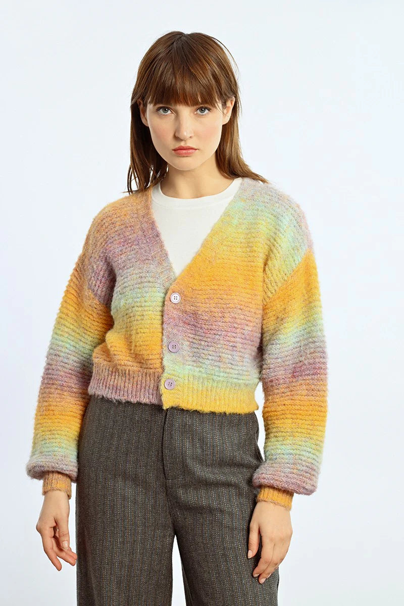 Weekend Discounts to Celebrate Tie Dye Cardigan - Yellow Saffron