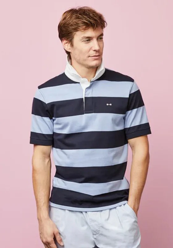 Eden Park Striped Short Sleeved Rugby Shirt, Blue & Navy