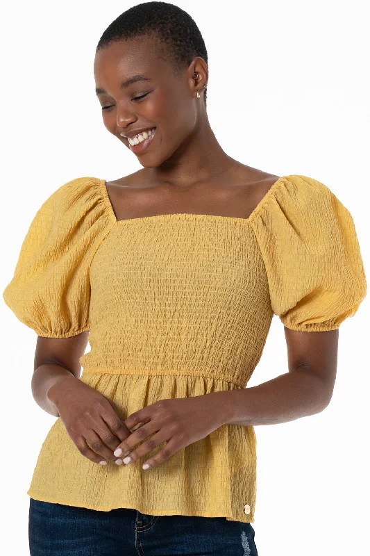 Closeout Deal Shirred Top _ 143367 _ Yellow