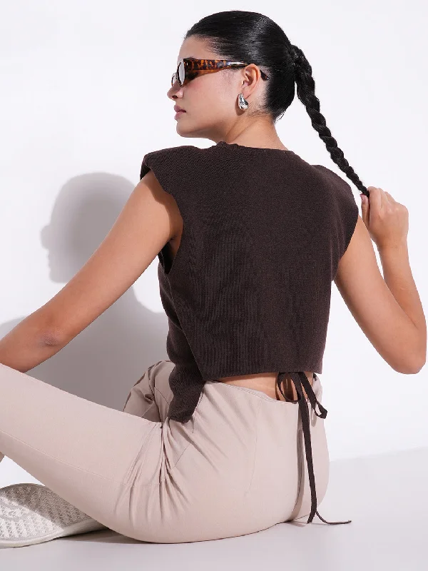 Hurry In Women Brown Solid Top