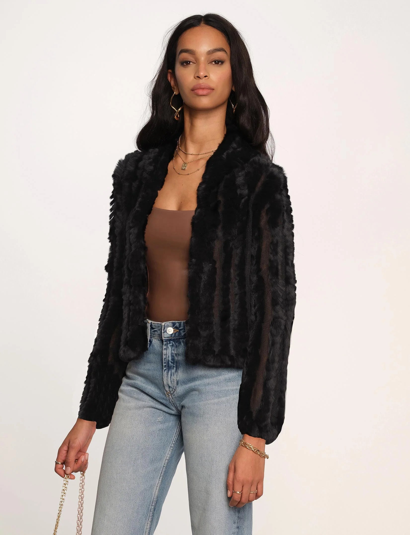 Weekend Offers That Shine Rosa Fur Jacket - Black
