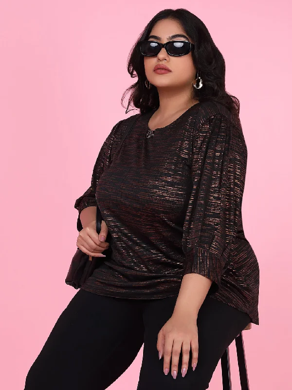 Weekend Offers That Delight Women Abstract Brown Top