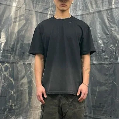 Destroyed gradation bleached short sleeve black