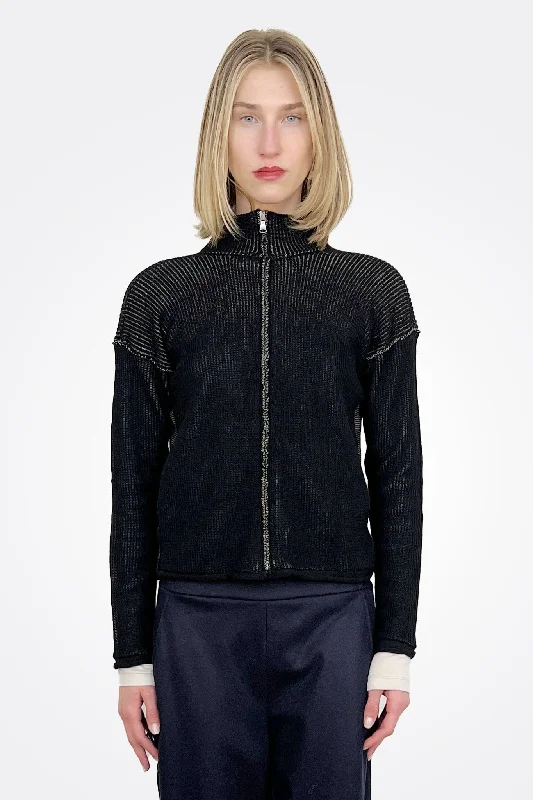 Weekend Savings Delight Two Tone Ribbed Jacket - Black