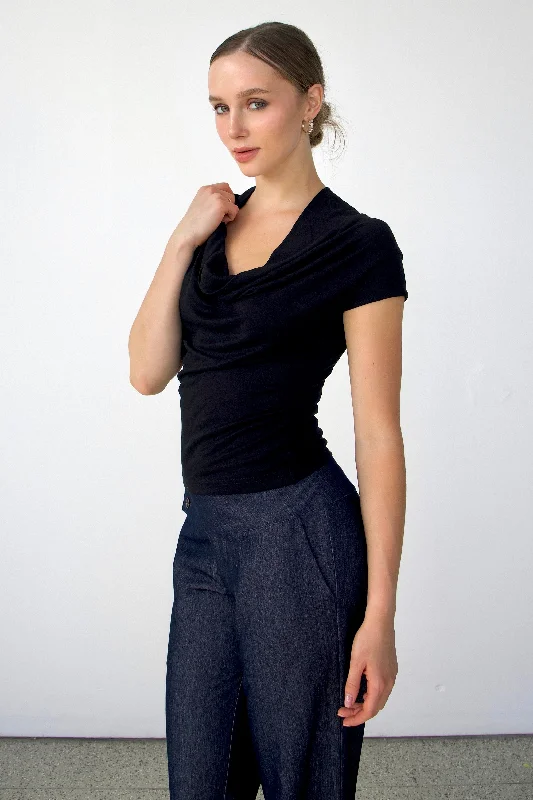Weekend Bargains to Cherish SCG MADE | Shelly Cowl Neck Cap-sleeves Cupro Top