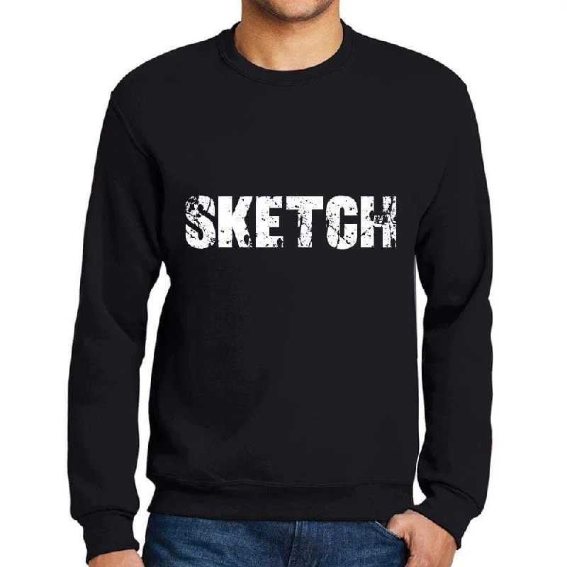 Men's Printed Graphic Sweatshirt Popular Words SKETCH Deep Black