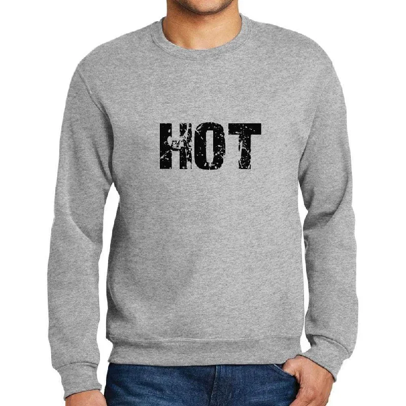 Men's Printed Graphic Sweatshirt Popular Words HOT Grey Marl