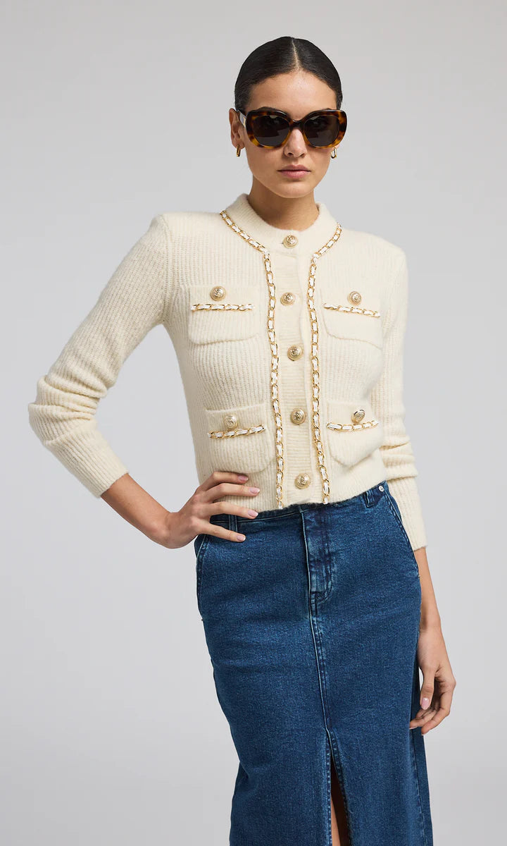 Year-End Clearance Selma Chain Cardigan - Ivory