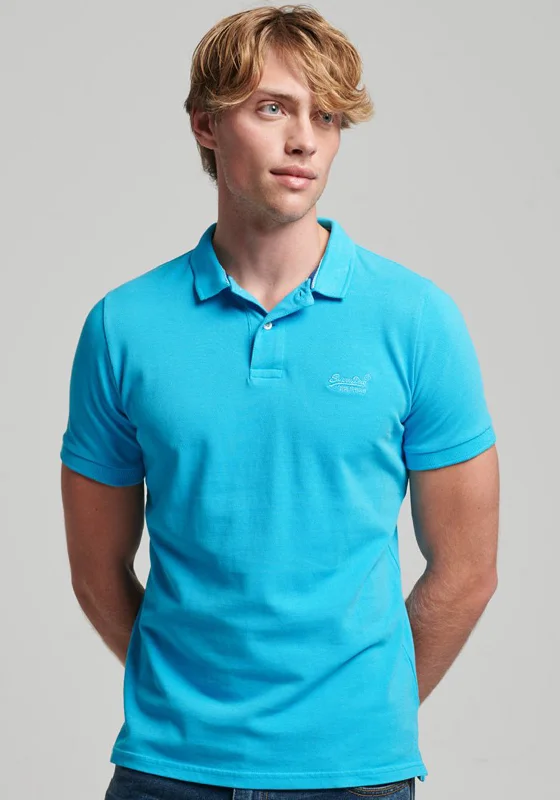 Superdry Vintage Destroy Polo Shirt, Beach Blue