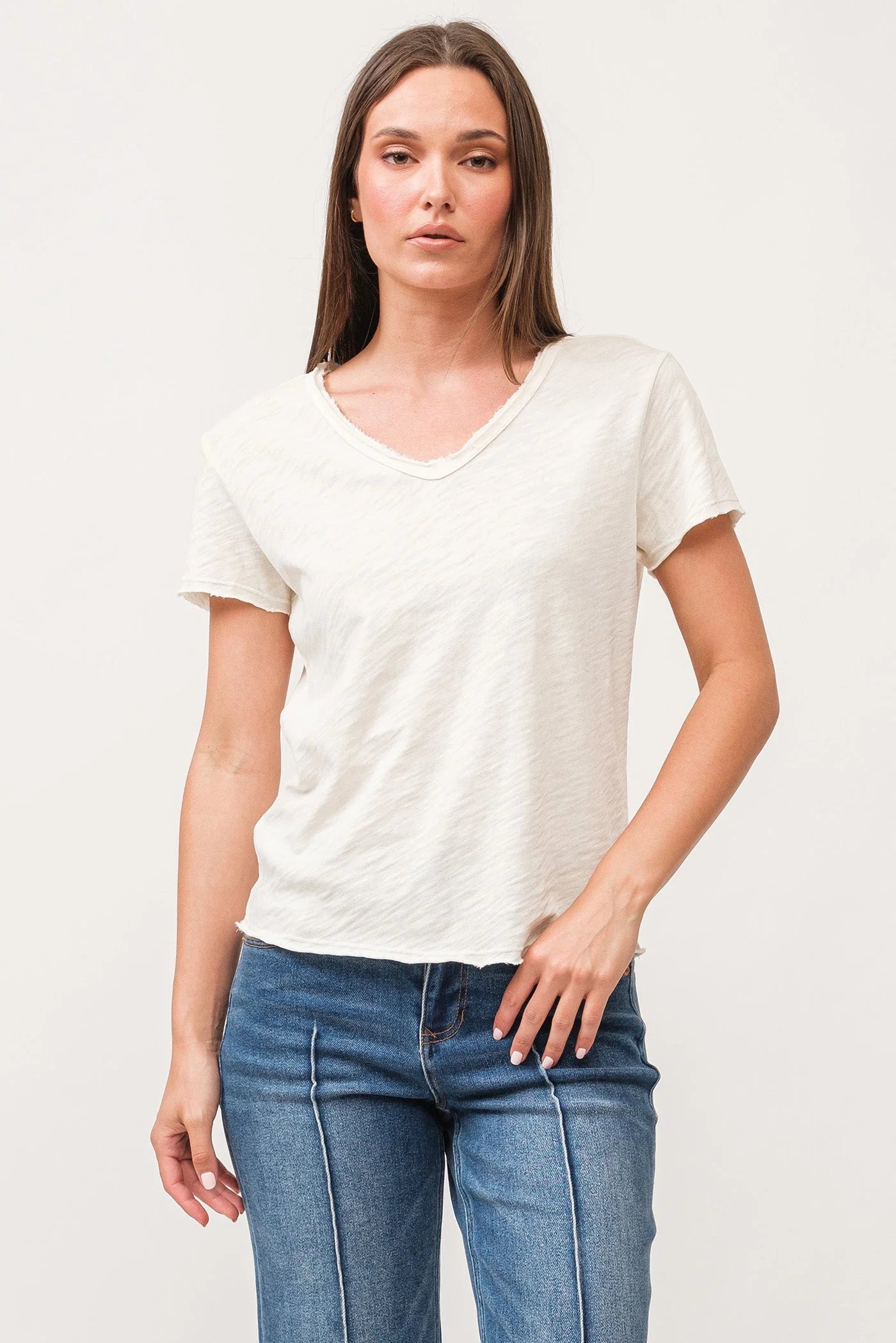 Reduced Price Vanya Short Sleeve Slub Tee - Antique White