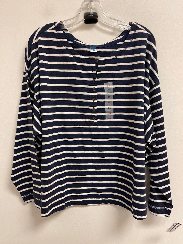 Weekend Bargains Just for You Top Long Sleeve By Old Navy In Navy, Size: 3x