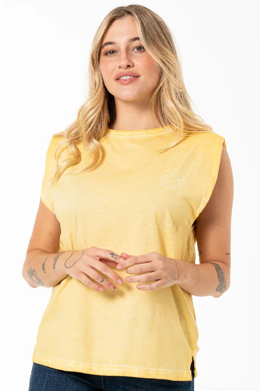 Low Price Organic Dye Muscle T-Shirt _ 141583 _ Yellow