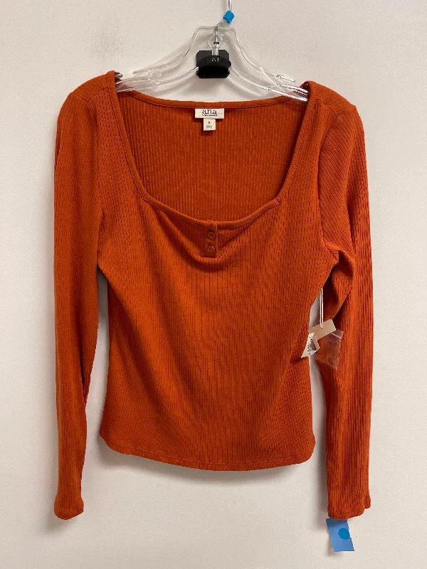 Weekend Extravaganza: Shop Now Top Long Sleeve By Ana In Orange, Size: M