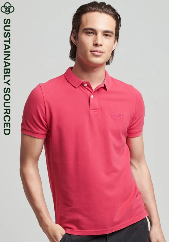 Superdry Vintage Destroy Polo Shirt, Raspberry Pink