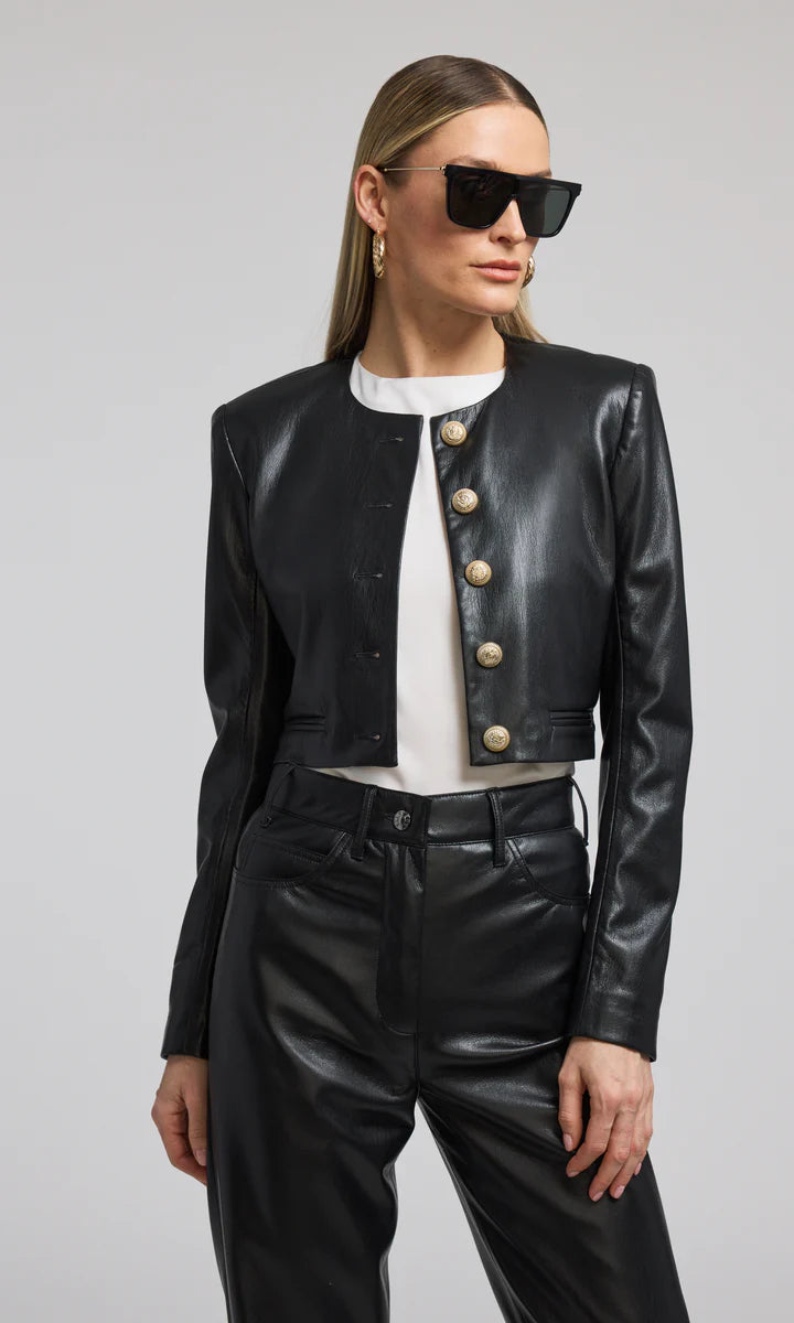 Celebrate the Weekend with Discounts Marko Vegan Leather Blazer - Black