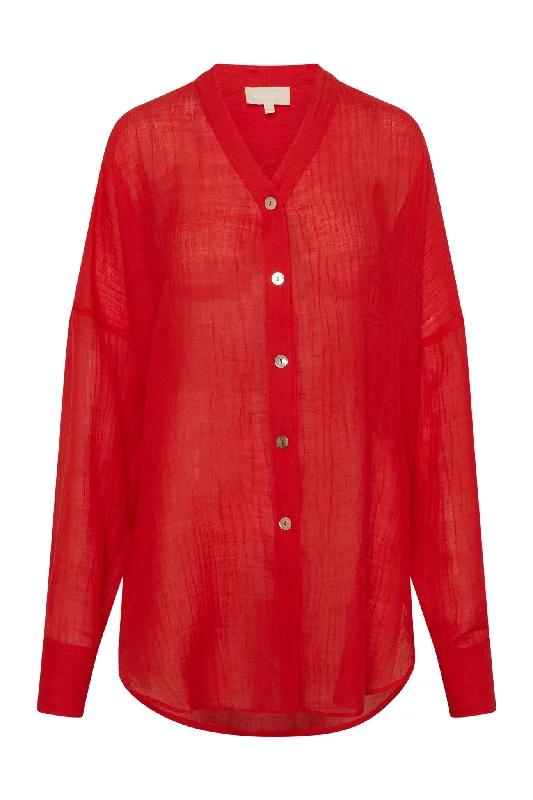 Celebrate the Weekend with Discounts Barcelona Tunic - Chili Pepper Crinkle Linen