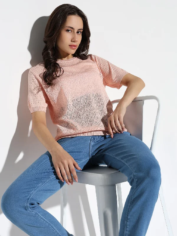 Weekend Discounts to Love Women Peach Solid Top