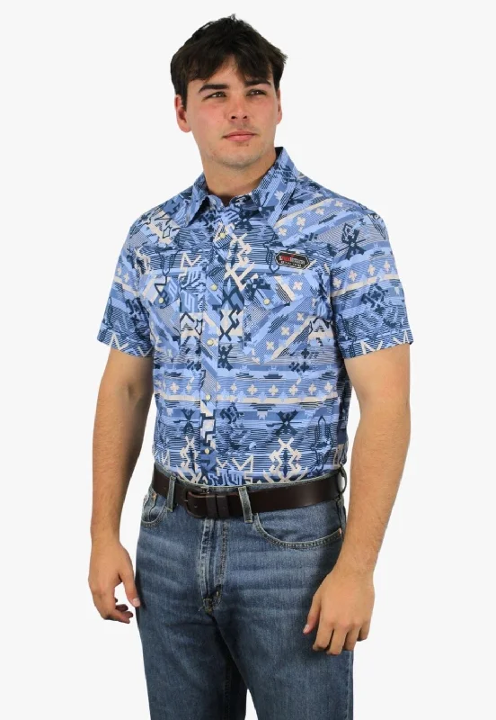 Rock and Roll Mens Aztec Print Snap Short Sleeve Shirt