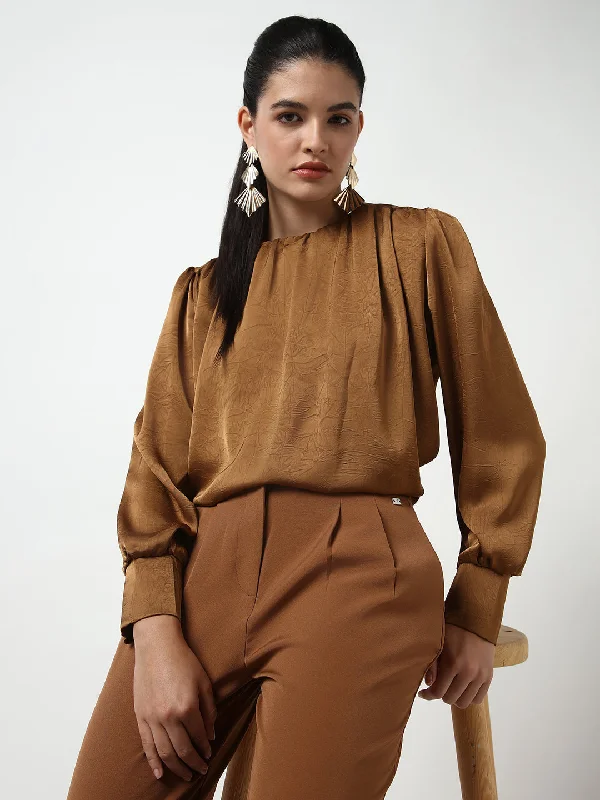 Weekend Deals That Thrill Women Brown Solid Top