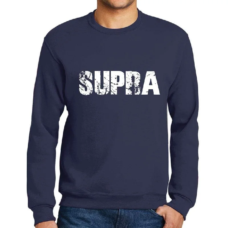 Men's Printed Graphic Sweatshirt Popular Words SUPRA French Navy