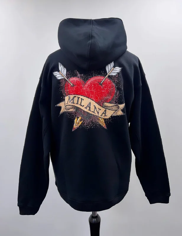 Black Heart Script Heavyweight Hoodie.