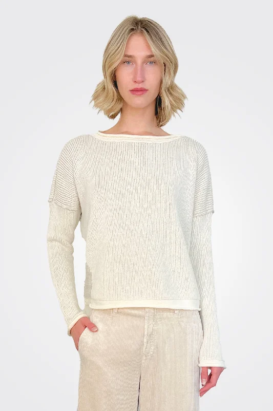 Stock Up Boat Neck Ribbed Sweater - Cream