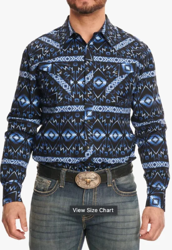 Rock and Roll Mens Aztec Snap Long Sleeve Shirt