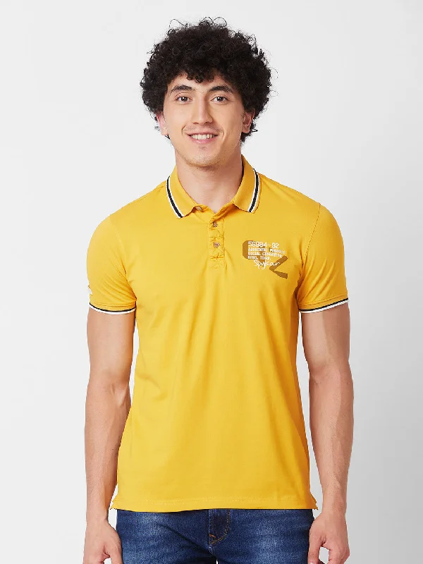 Spykar SLIM FIT Yellow Polo T-shirt  For Men