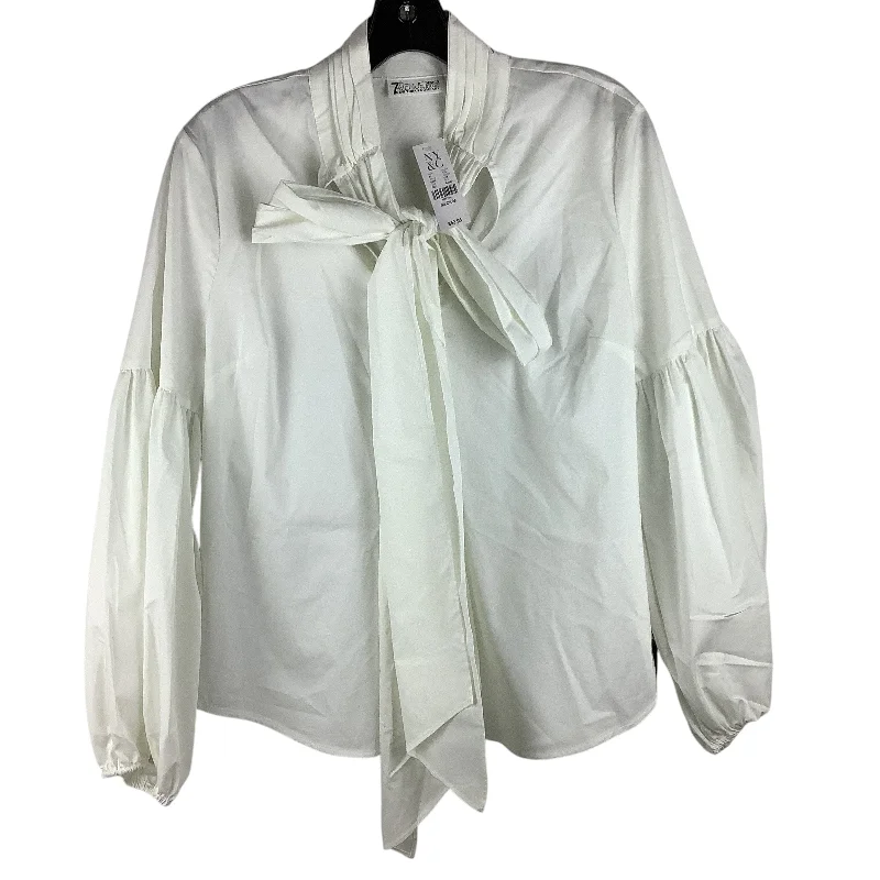 Weekend Discounts to Indulge In Top Long Sleeve By New York And Co In White, Size: M