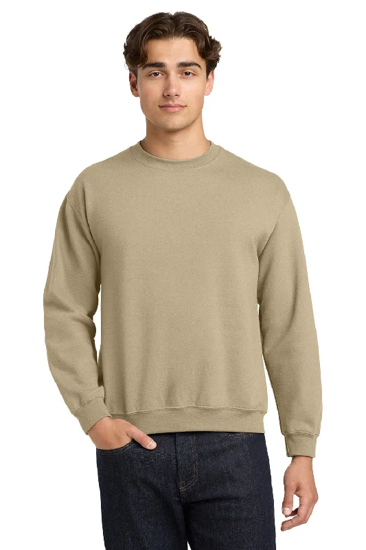 Gildan Mens Pill Resistant Fleece Crewneck Sweatshirt - Sand