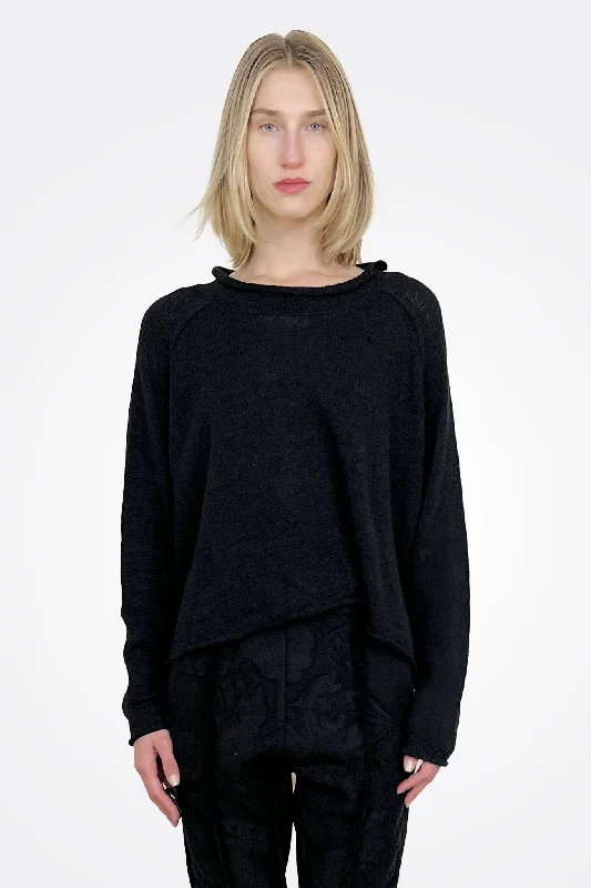 Weekend Specials You Can't Miss Flared Linen Knit Sweater - Black
