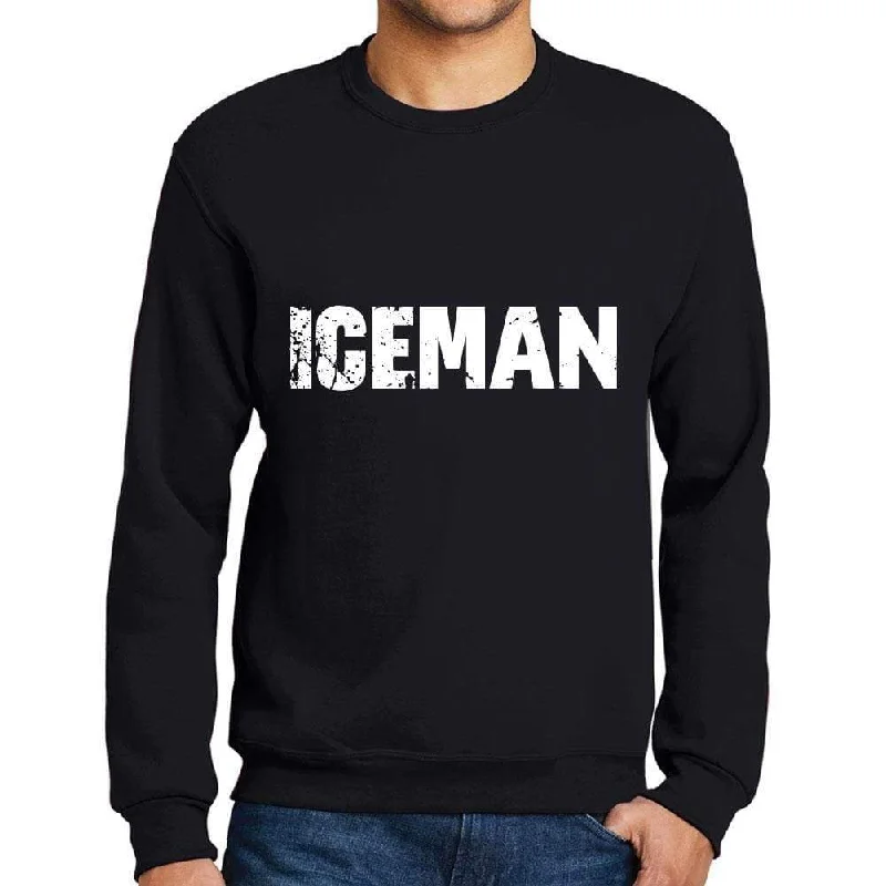 Men's Printed Graphic Sweatshirt Popular Words ICEMAN Deep Black