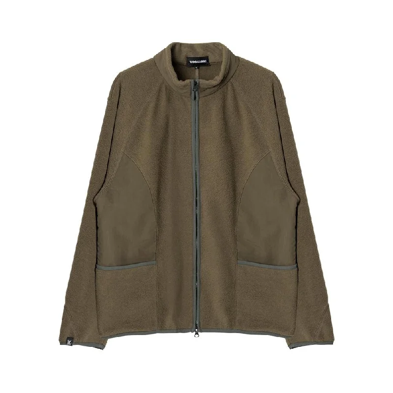 Fleece half neck zip-up khaki