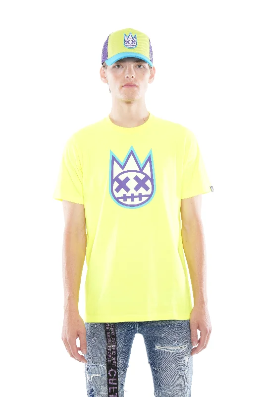 3D CLEAN SHIMUCHAN LOGO  SHORT SLEEVE CREW NECK TEE IN HIGHLIGHTER GREEN