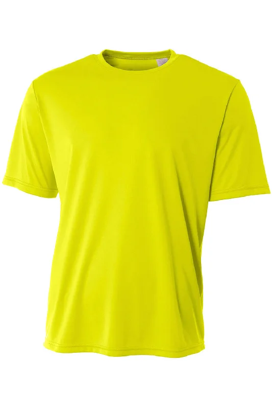 A4 Mens Sprint Performance Moisture Wicking Short Sleeve Crewneck T-Shirt - Safety Yellow