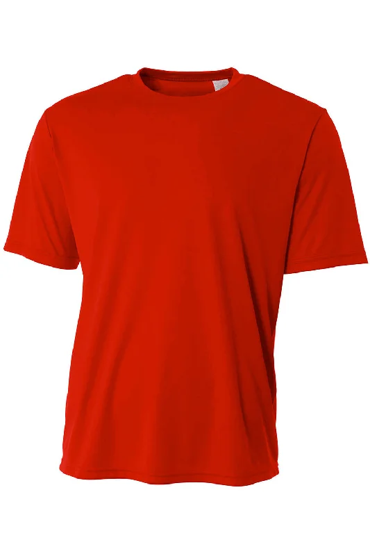 A4 Mens Sprint Performance Moisture Wicking Short Sleeve Crewneck T-Shirt - Scarlet Red