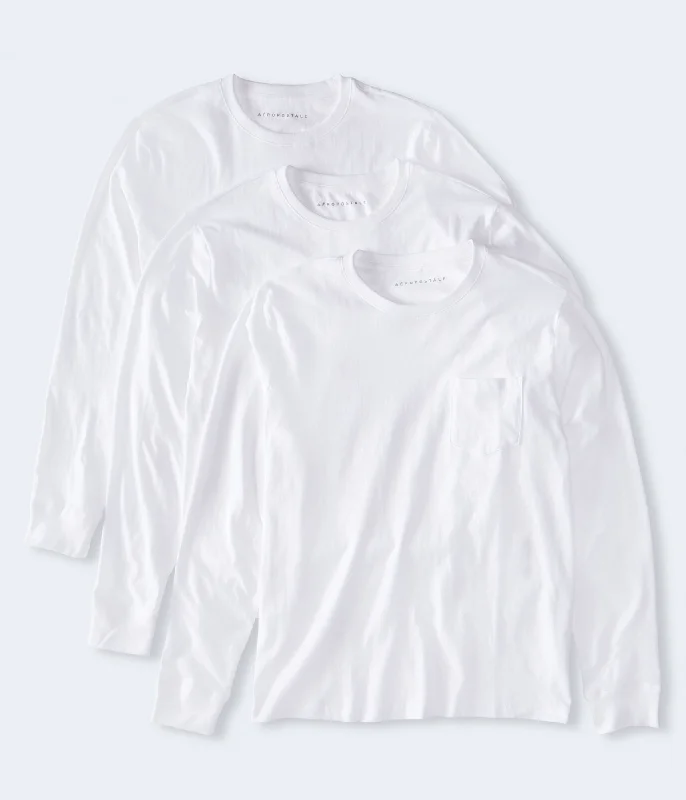 Aeropostale  Long Sleeve Pocket Crew Tee 3-Pack