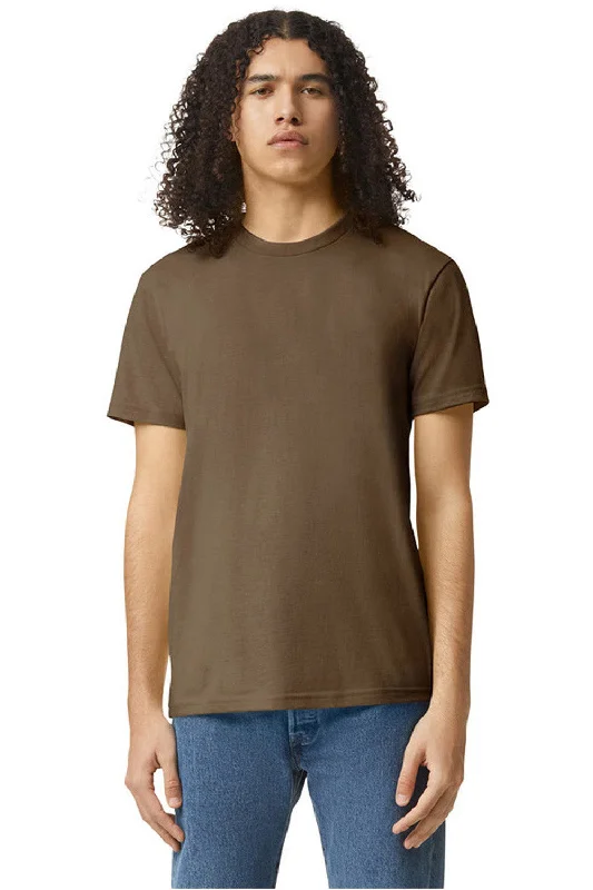 American Apparel Mens CVC Short Sleeve Crewneck T-Shirt - Heather Army Brown