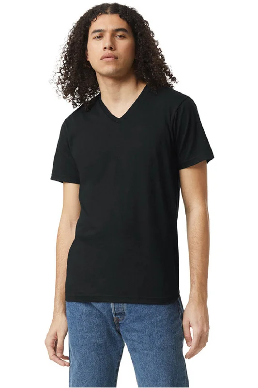 American Apparel Mens CVC Short Sleeve V-Neck T-Shirt - Black