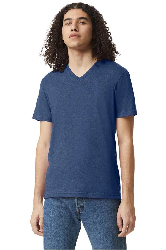 American Apparel Mens CVC Short Sleeve V-Neck T-Shirt - Heather Arctic Blue