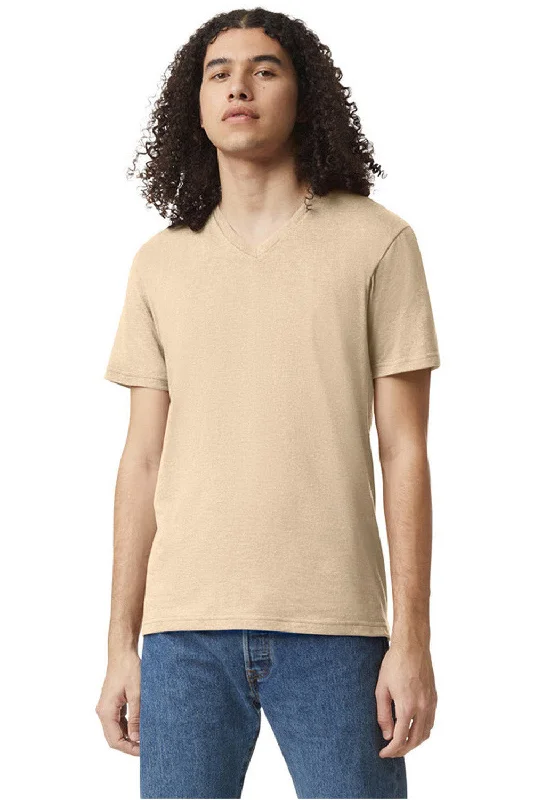 American Apparel Mens CVC Short Sleeve V-Neck T-Shirt - Heather Bone