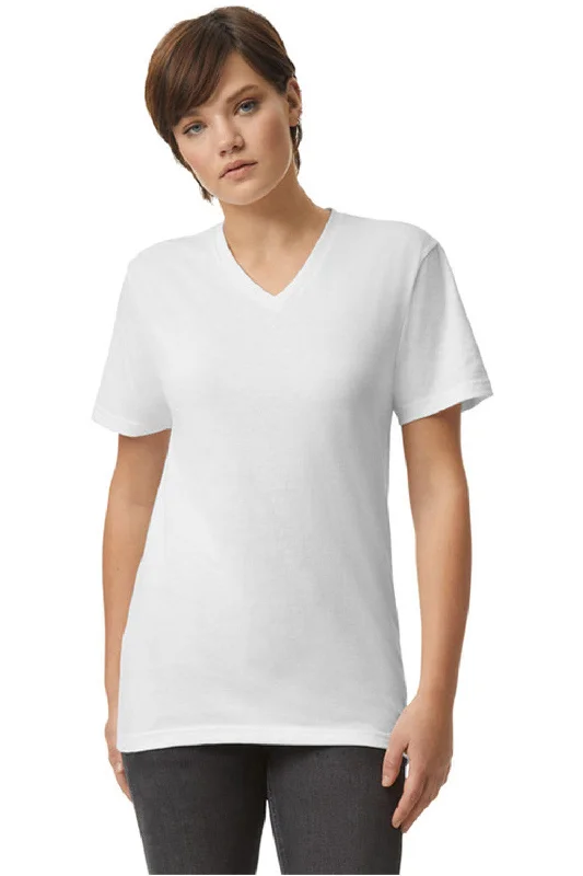 American Apparel Mens CVC Short Sleeve V-Neck T-Shirt - White