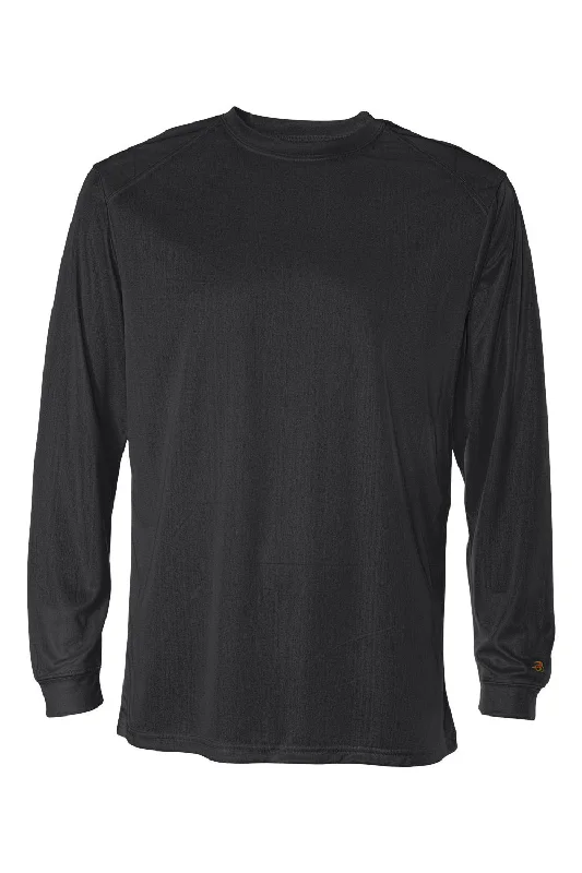 Badger Mens B-Core Moisture Wicking Long Sleeve Crewneck T-Shirt - Black