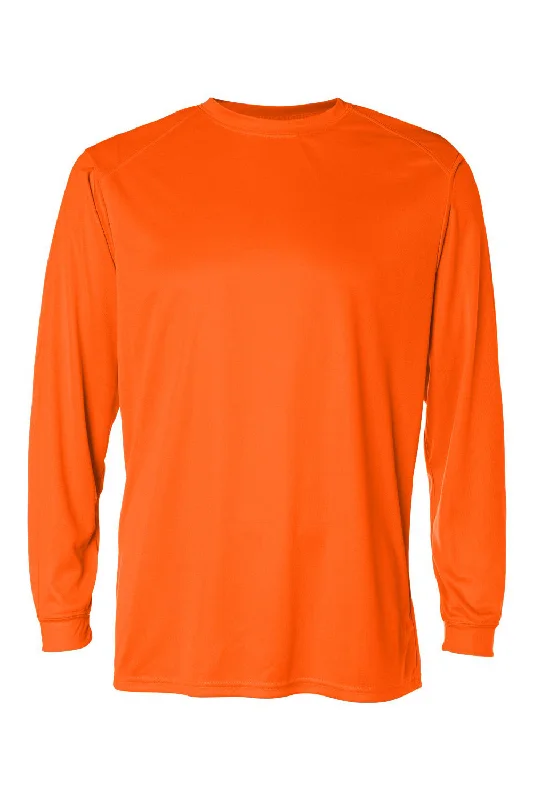 Badger Mens B-Core Moisture Wicking Long Sleeve Crewneck T-Shirt - Safety Orange