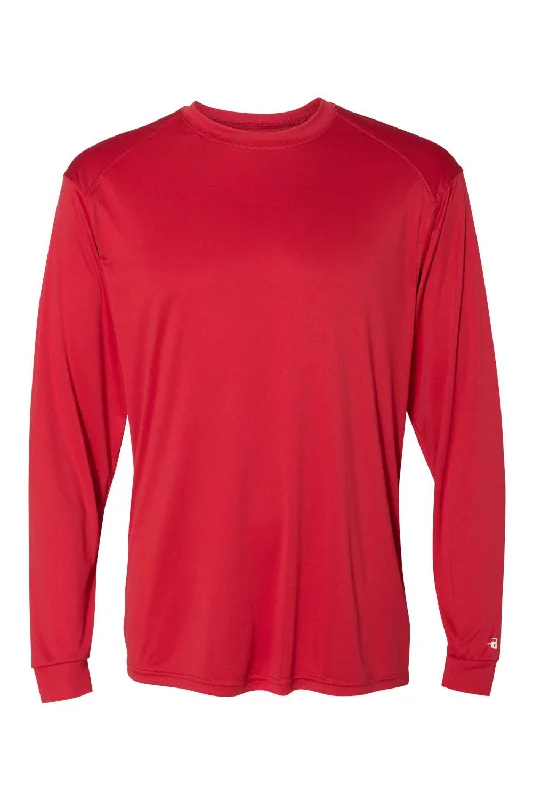 Badger Mens Ultimate SoftLock Moisture Wicking Long Sleeve Crewneck T-Shirt - Red