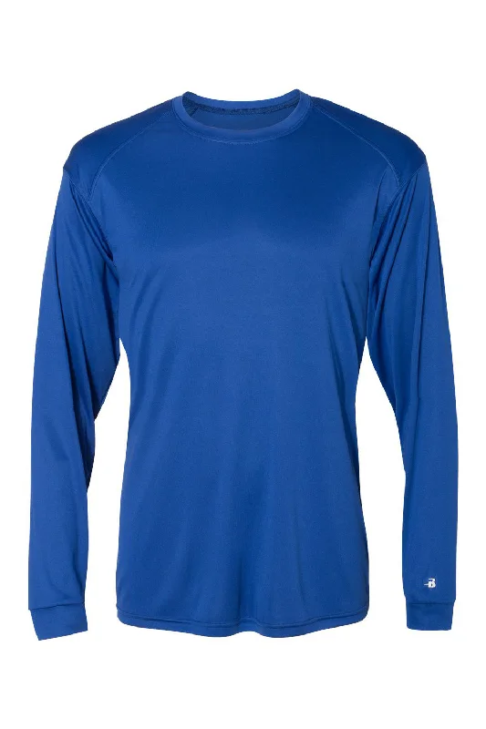 Badger Mens Ultimate SoftLock Moisture Wicking Long Sleeve Crewneck T-Shirt - Royal Blue